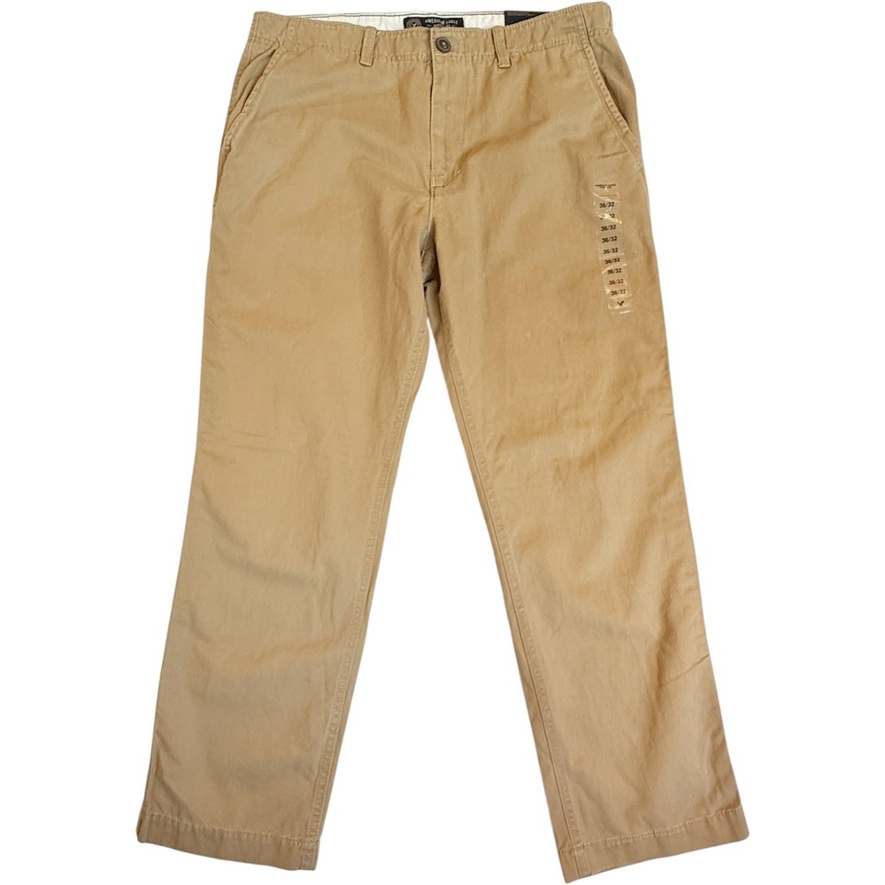 American Eagle Relaxed Straight Pants Mens 36x32 Khaki Chino Cotton 3495-260